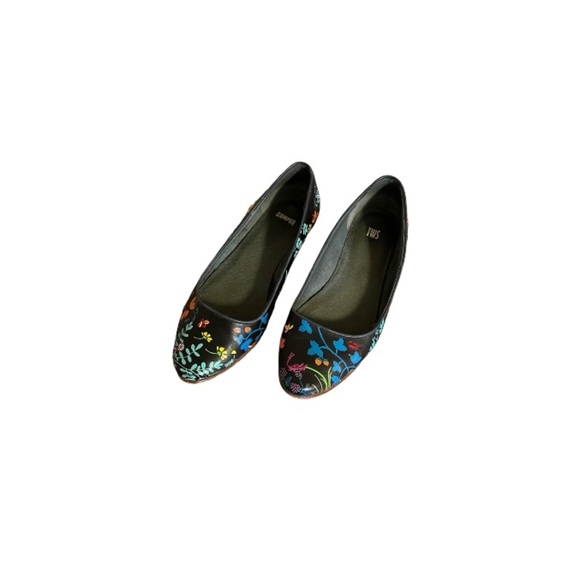 Camper Black Leather Colourful Embroidered Floral Print Flats - Women’s Size 36 - Picture 3 of 9